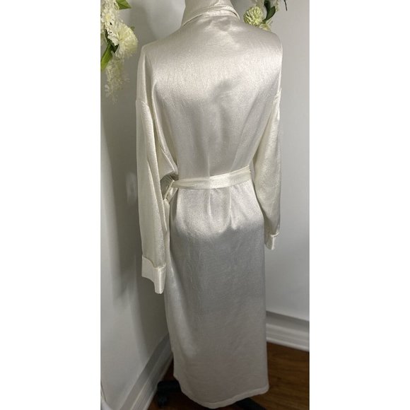 Victoria's Secret Vintage Ivory Satiny Fabric Long Robe Belted Size Petite Small - Picture 15 of 16